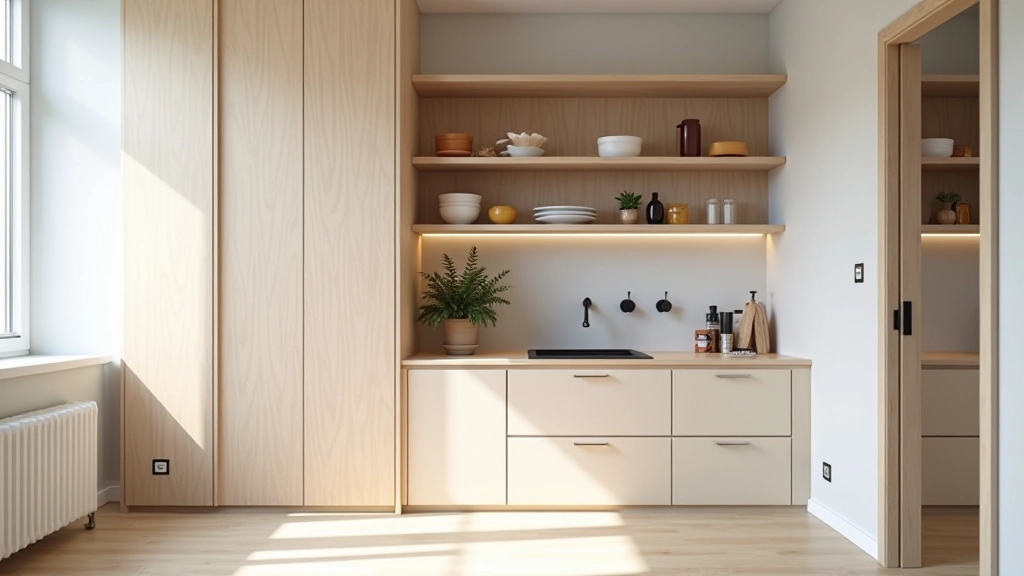 Modern organized storage solution in a Latvian apartment with efficient shelving